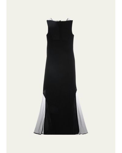 Helmut Lang Sleeveless Sheer Insert Maxi Dress - Black
