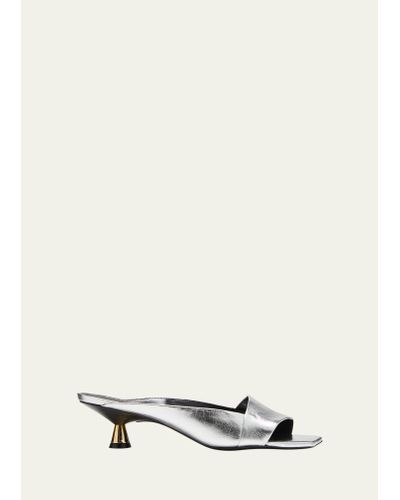 MERCEDES CASTILLO Phoebe Leather Kitten-heel Slide Sandals - White