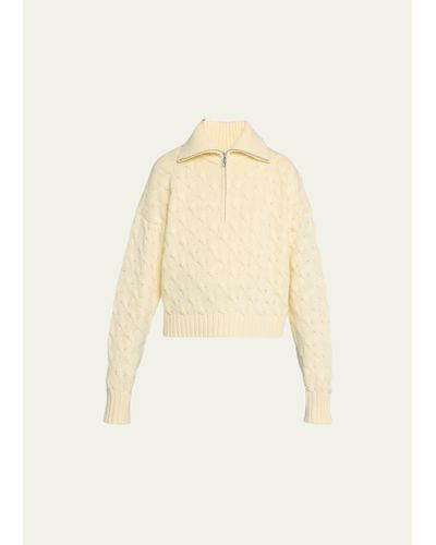 Bliss and Mischief Aminah Cable-knit Half-zip Sweater - Natural