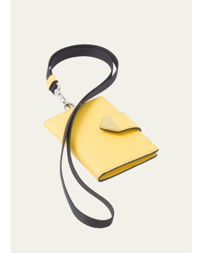 Prada Keychain Strap Saffiano Card Holder - Metallic