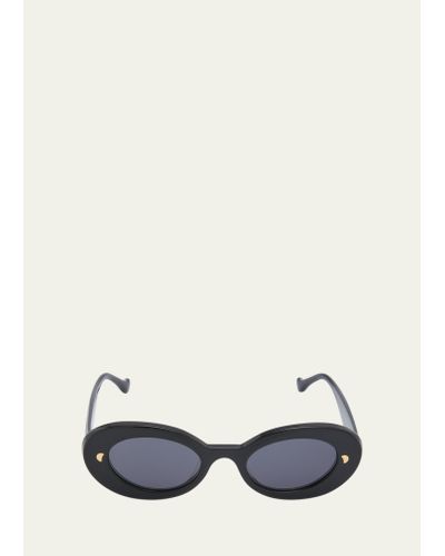 Nanushka Giva Oval Acetate Sunglasses - White
