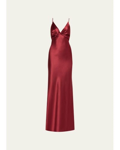 Jason Wu Crystal Strap Twisted Front Gown - Red