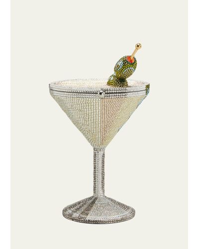 Judith Leiber Beaded Martini Glass Cocktail Clutch - Natural