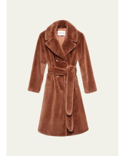 Stand Studio Faustine Faux-fur Double-breasted Coat - Brown