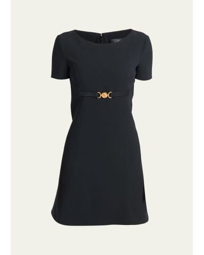 Versace Techno-cady Short Sleeve A-line Mini Dress - Black