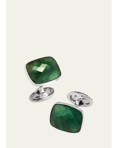 Jan Leslie Square Emerald Cufflinks - Green