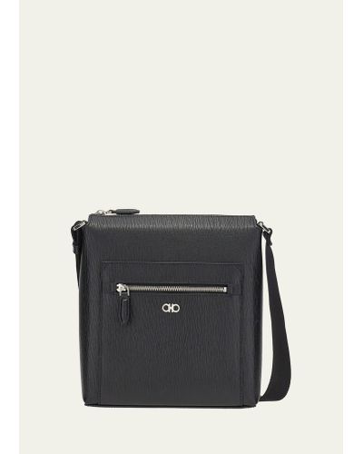 Ferragamo Gancini Leather Shoulder Bag - Black