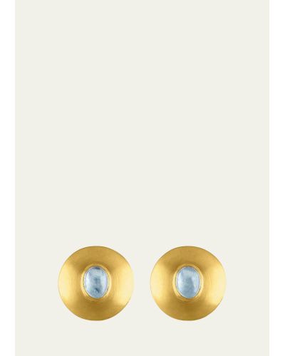 Prounis Jewelry Aquamarine Disc-shaped Earrings - Natural