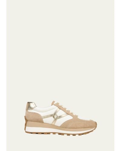 Veronica Beard Valentina Mixed Leather Retro Sneakers - Natural