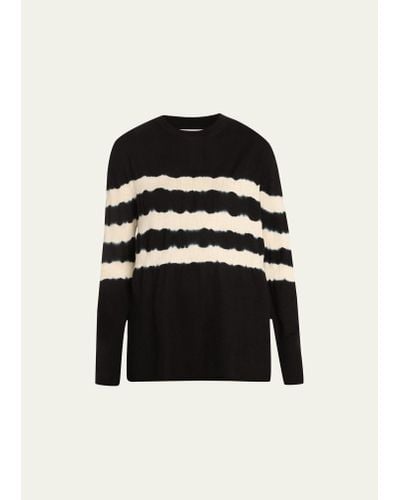 Prabal Gurung Print Back Shibori Stripe Wool Cashmere Sweater - Black