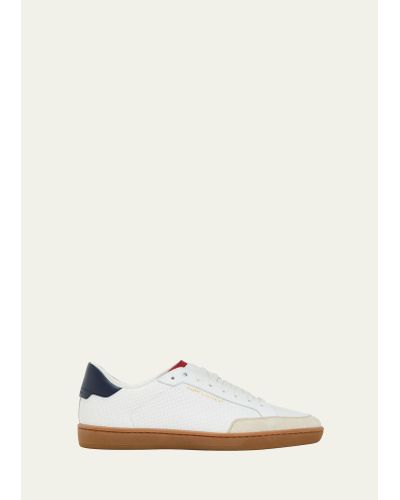 Saint Laurent Sl/10 Court Classic Perforated Leather Sneakers - White