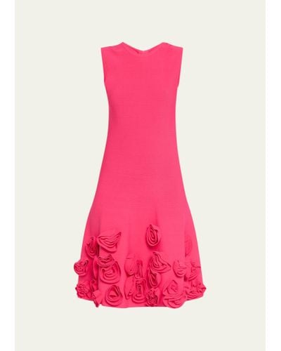 Lela Rose Penelope Midi Dress With Floral Applique Detail - Pink