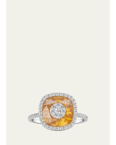 Bhansali 18k White Gold 10mm Cushion-cut Ring W/ Diamonds - Natural