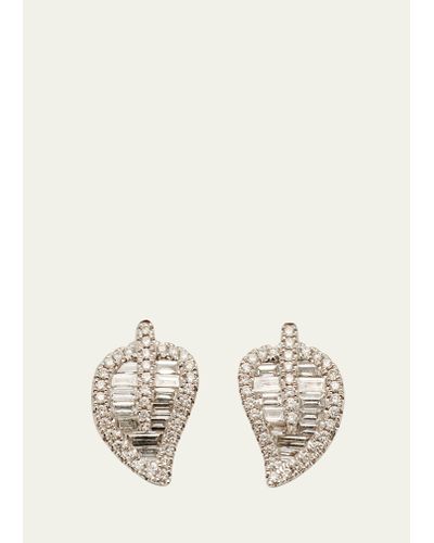 Anita Ko Small Diamond Leaf Stud Earrings In 18k White Gold