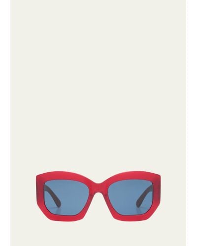 Emilio Pucci Oversized Logo Acetate & Metal Sunglasses - White