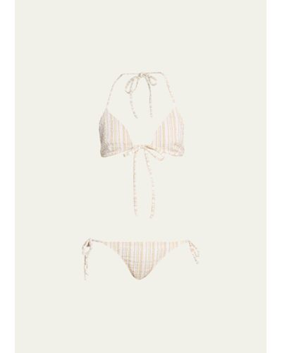 Lisa Marie Fernandez Striped Two-piece Triangle Bikini Set - Natural