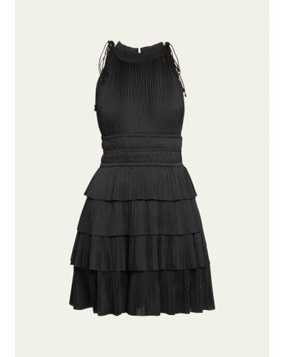Ulla Johnson Cecily Tiered Plisse Mini Dress - Black