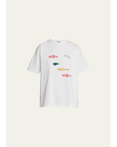 Bode Fish Appliqué Cotton T-shirt - Natural