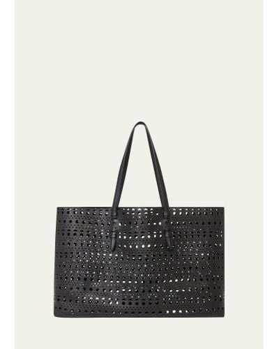 Alaïa Mina 44 Laser-cut Leather Tote Bag - Black
