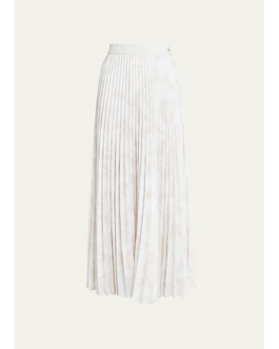 Agnona Printed Pleated Maxi Skirt - White