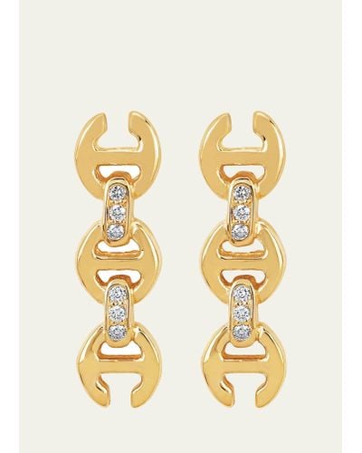 Hoorsenbuhs 18k Yellow Gold 3mm Toggle Stud Earrings With White Diamond Bridges - Metallic