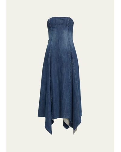 EB DENIM Eliana Strapless Denim Midi Dress - Blue