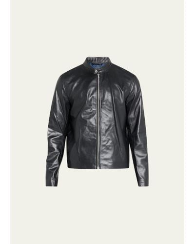 Rag & Bone Archive Cafe Racer Leather Jacket - Black
