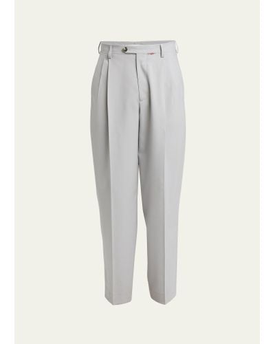 Marni Pleated Wool Loose-fit Pants - White