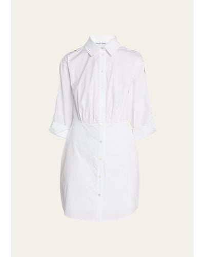 Veronica Beard Rae Button Detail Mini Shirtdress - White