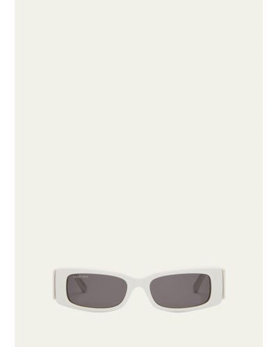 Balenciaga Maxi Logo Recycled Acetate Rectangle Sunglasses - Natural