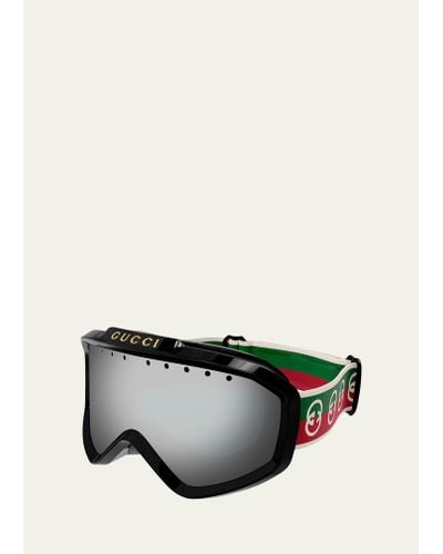 Gucci Multicolor Logo Injection Plastic Shield Sunglasses - Black