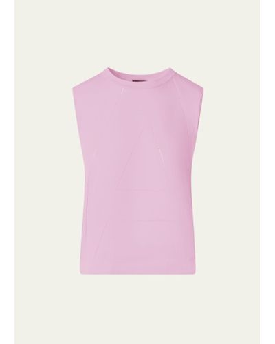 Akris A-hemstitch Sleeveless Cotton Knit Top - Pink