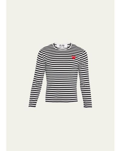 Comme des Garçons Striped T-shirt With Small Heart - Multicolor