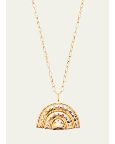 Brent Neale Medium Gold Marianne Pendant Necklace With Rainbow Sapphires - Natural