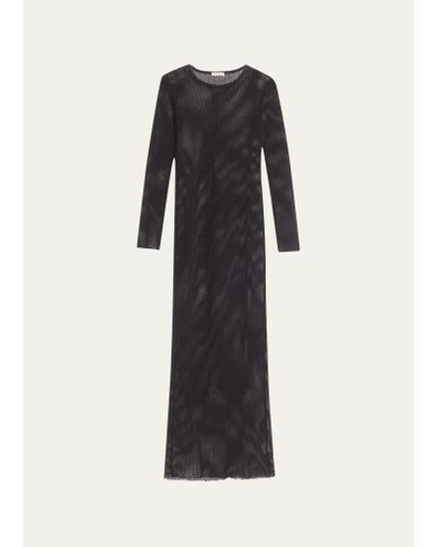St. Agni Mesh Long-sleeve Maxi Dress - Black