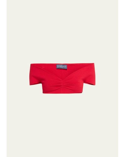 Zeynep Arcay Off-shoulder Knit Crop Top - Red