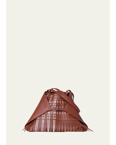 Akris Ai Medium Laser-cut Woven Fringe Shoulder Bag - Multicolor