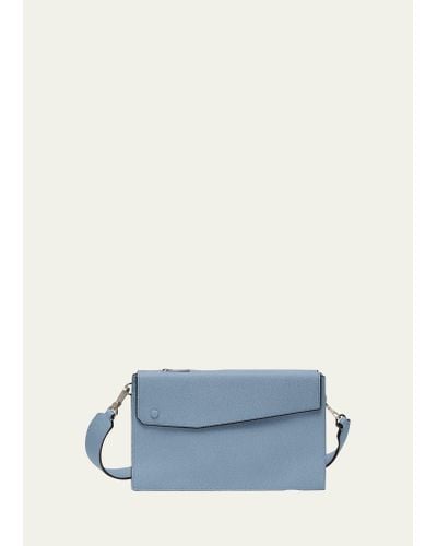 Valextra Small Asymmetric Leather Pocket Bag - Blue