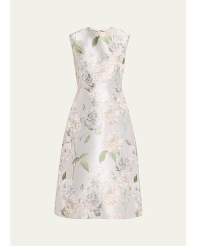 Reem Acra Floral Jacquard Sheath Dress - Natural