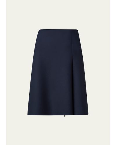 Akris Techno Neoprene Skirt With Asymmetrical Zip-front Slit - Blue