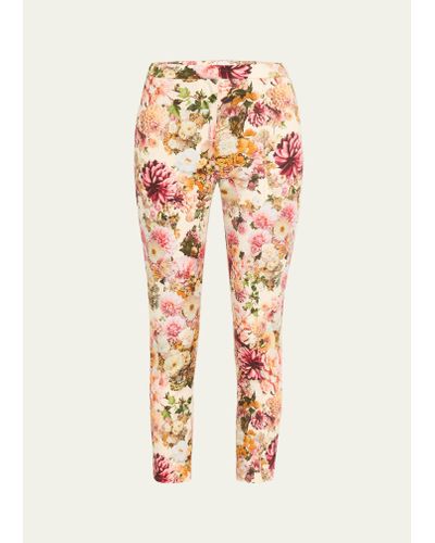 Adam Lippes Daphne Floral Cigarette Cropped Cotton Twill Pants - White