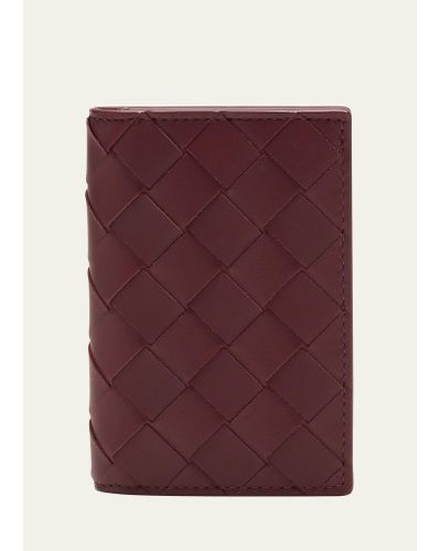 Bottega Veneta Intreccio Bicolor Leather Vertical Bifold Card Case - Purple
