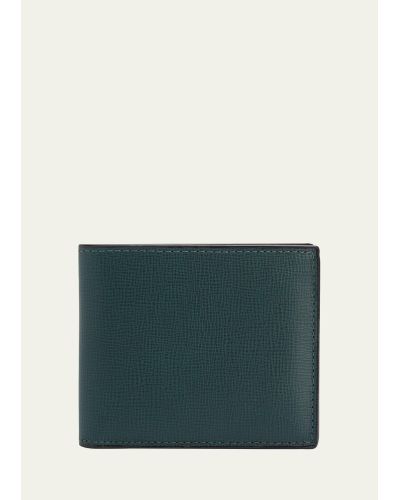 Valextra Leather V-cut Bifold Wallet - Green