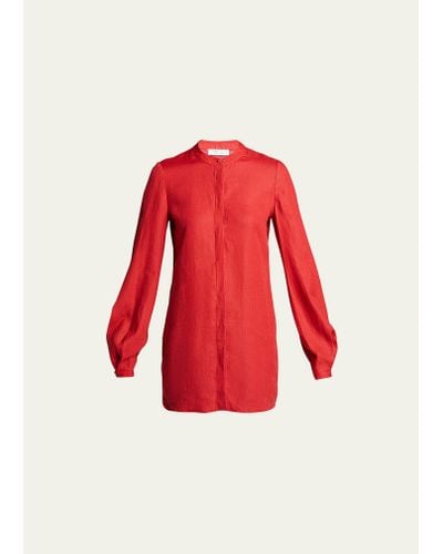 Gabriela Hearst Nicola Linen Tunic Blouse - Red