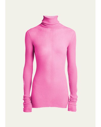Quira Turtleneck Open-back Cutout Sweater - Pink