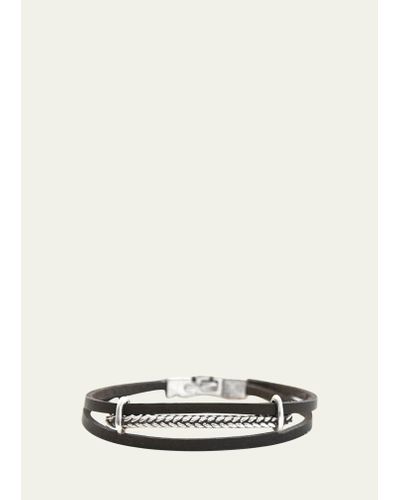 Zadeh Middleton Double Wrap Leather Bracelet With Silver Bar - White
