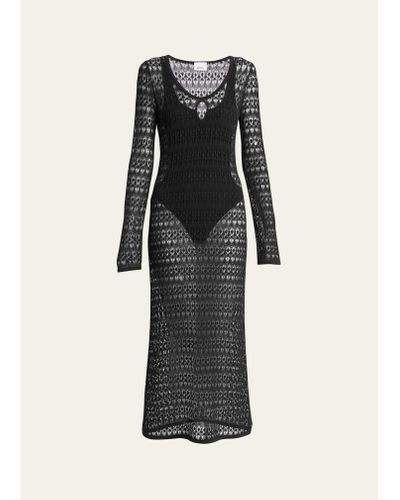 Isabel Marant Poros Scoop-neck Long-sleeve Crochet Knit Maxi Dress - Black