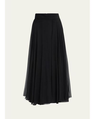 Dolce & Gabbana Seta Sheer Chiffon Midi Skirt - Black