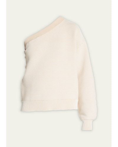 Nagnata Asymmetric Textured Rib Sweater - Natural