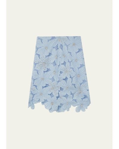 Wales Bonner Constellation Beaded Floral Applique Skirt - Blue